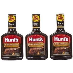 Hunts BBQ Sauce Hickory & Brown Sugar, 21.6 oz, 3 ct (Quantity of 4)