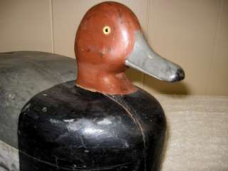 Vintage Frank Brogan Saginaw Bay Solid Wooden Red Head Duck Decoy 