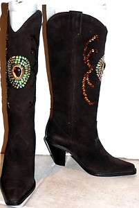 New Colin Stuart Victorias Secret Brown Suede Western Cowboy Boots 