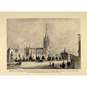  1924 Print Grace Episcopal Church Spire New York City 