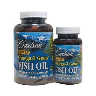 Carlson Labs Elite Omega 3 Gems Fish Oil 1250mg, 120 Softgels