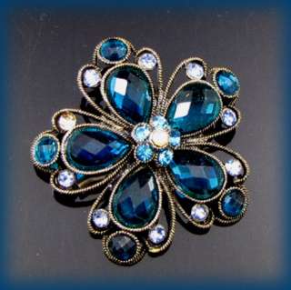   FREE SHIPPING antiqued rhinestone flower brooch pin bouquet  