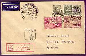 URUGUAY 1934 Zeppelin flight cover to Germany (bkstp),  