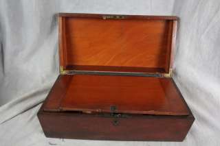 L391 ANTIQUE 19TH CENTURY WRITING SLOPE / LAP DESK INLAID CHERRY WITH 