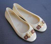 Tory Burch DRIVER Jelly Rubber Flat shoes IVORY FreeShip  