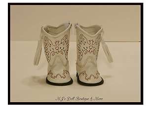 White Western Cowboy Boots fits American Girl Doll  