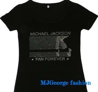 Michael Jackson Fan Forever rhinestone t shirt NEW  