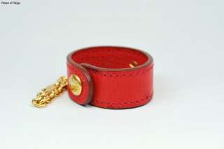 Auth HERMES Red Ostrich & Gold Chain Glove Holder +Box  