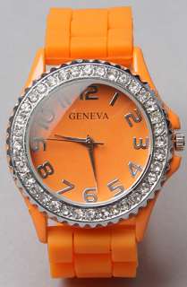 Accessories Boutique The Large Face Silicone Watch in Orange 