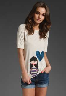 MARC BY MARC JACOBS Miss Marc Heart Tee in Sandshell Melange at 
