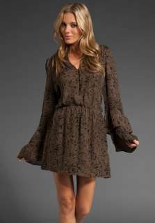PARKER Double Flare Sleeve Dress in Brown Camo  