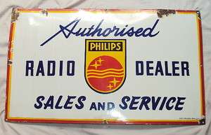   PHILIPS RADIO Porcelain Sign DEALERS MUSEUM QUALITY RARE SIGN c1930s