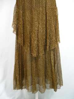 VINTAGE DESIGNER Gold Lace Cocktail Dress Gown Shrug S  