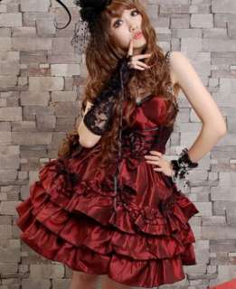 GLP Gothic Lolita Kleid Abendkleid rot dunkelrot wein  