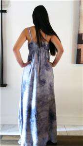 Brand New Maxi Gray Tye Dye Gypsy Bohemian Empire Dress Large.  