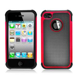 iPhone 4 4S 4GS HARD Gel Soft COVER CASE BLACK RED Armor Executive 3 