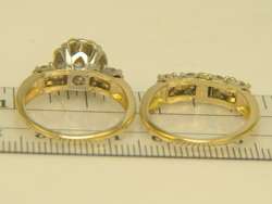 14K White Gold 1940S 1.80ct Diamond Wedding Bridal Set  