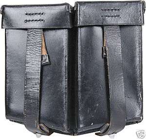 FN BLACK LEATHER DOUBLE MAGAZINE POUCH USED SURPLUS BELT LOOPED W 
