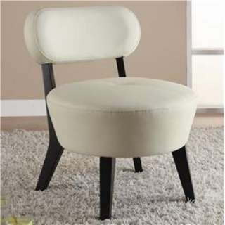 Accent White Bonded Leather Oversized Round Seat Chair  