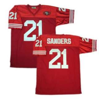 Deion Sanders #21 San Francisco 49ers Red Sewn Throwback Mens Size 