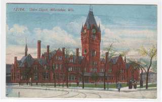 Union Railroad Depot Milwaukee Wisconsin 1914 postcard  