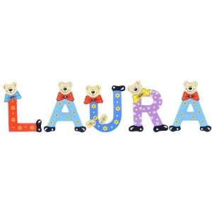 Playshoes Kinder Holz Buchstaben Namen Set LAURA  Spielzeug