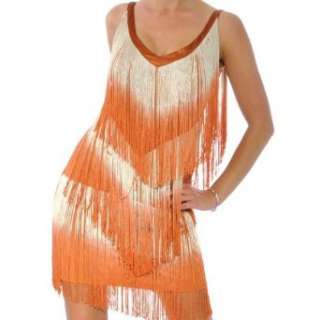 VERO MODA Leona SL Kleid orange  Bekleidung