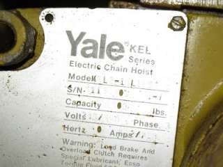 YALE 2 TON ELECTRIC CHAIN HOIST KEL2 15L15S2  