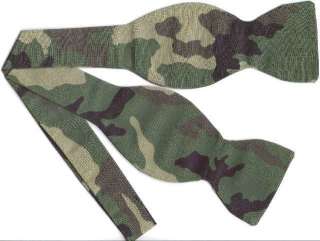 SELF TIE BOW TIE MILITARY BLACK & GREEN CAMOUFLAGE  