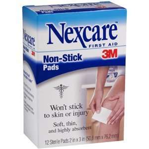 3M Nexcare NONSTICK PAD Box of 12 pads #412 2X3