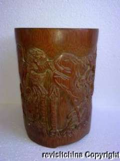 Unique Chinese Antique Bamboo Carving Brush Pot  