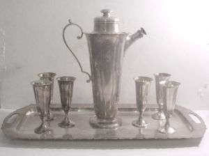 8pc International Silver Meriden EARLY AMERICAN Cocktail Drink Set S 