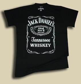 Officially Licenced Jack D Tee, Black 100% Cotton tee with a large Old 