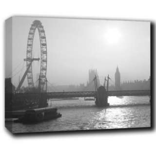 london eye city canvas black and white print 20x16  