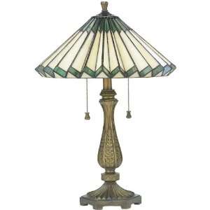  Lite Source Greely Tiffany Style Table Lamp, Green
