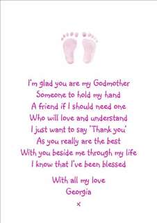 Personalised A5 Godmother Poem Canvas   perfect gift.  