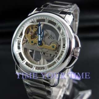 EYKI Men Automatic Mechanical Transparent Watch Silver  