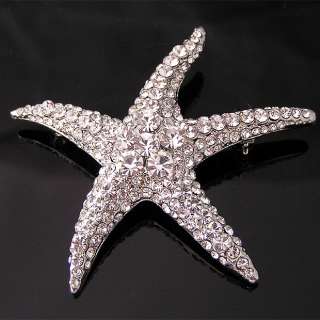 Starfish Brooch Pin W Swarovski Crystals P052  
