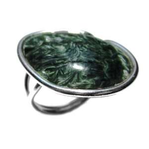  Seraphinite and Sterling Silver Adjustable Ring Sizes 5, 6 