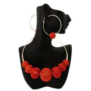 Basketball Wives POParazzi Inspired Mesh Ball Necklace & Earring Set 