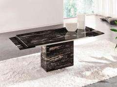 BLACK MARBLE EXTENDING DINING TABLE + AND 6 Z CHAIR SET  