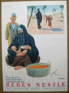 VINTAGE 1930 NESTLE MILK French Ad Advert EGYPT MUSLIM BURKA MUM BABY 