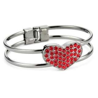 Betsey Johnson Royal Engagement Red Heart Crystal Cuff Bracelet 