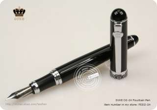 DUKE Fountain Pen Lacquered Black CT Weighty F Nib NEW  
