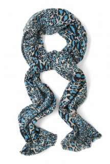 Diane von Furstenberg  Snow Blue Kenley Leopard Print Cashmere Scarf 