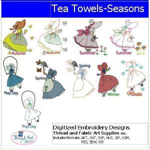 Retro Kitchen Design on Embroidery Designs Tea Towels Seasons 1   Arts  Crafts   Sewing