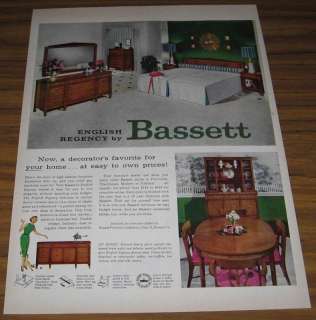 1958 AD~ENGLISH REGENCY FURNITURE BASSETT~BEDROOM,DINE  