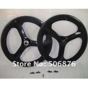  whole 700c full carbon fiber bicycle wheel set 3 blade 
