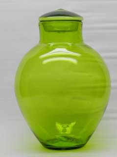 Vintage BLENKO ART GLASS EAMES #7229L OLIVE GREEN COVERED JAR retro 