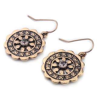   Antique Brass tone Dangle Earrings,Round Circle Iron Chandelier  